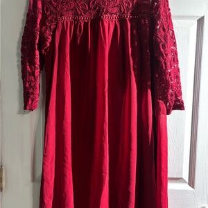 Elegant Red Lace Women's Dress